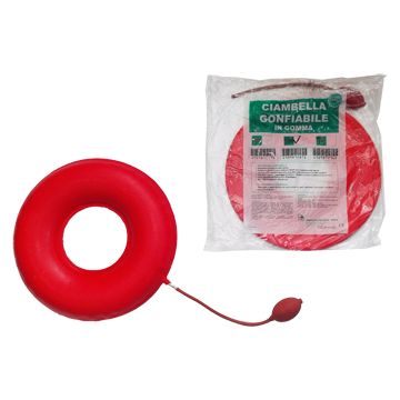Ciambella gonfiabile per invalidi in gomma rossa team deluxe con pompa 43cm diametro