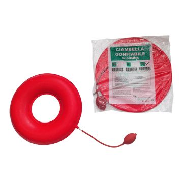 Ciambella gonfiabile per invalidi in gomma rossa team deluxe con pompa 45cm diametro