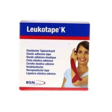 Benda adesiva leukotape k per taping fisioterapico larghezza 7,5 cm lunghezza 5 m color rosso in rotolo