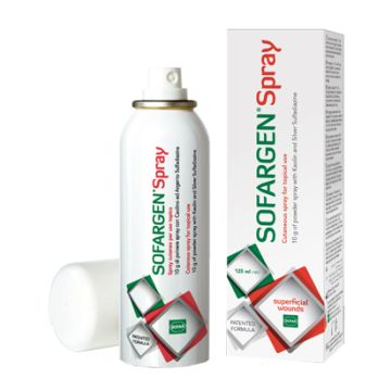 Medicazione in polvere spray con caolino e argento sulfadiazina 1% sofargen spray 10 g bomboletta pressurizzata 125 ml