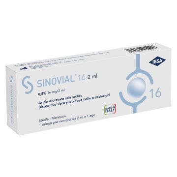 Siringa intra-articolare sinovial 16 acido ialuronico 0,8% 16 mg/2 ml 1 fs + ago gauge 21 1 pezzo