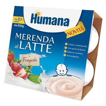 Humana merenda al latte gusto fragola 100 g 4 pezzi