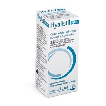 Gocce oculari hyalistil plus acido ialuronico 0,4% acqua distillata di ginkgo biloba + mirtillo nero