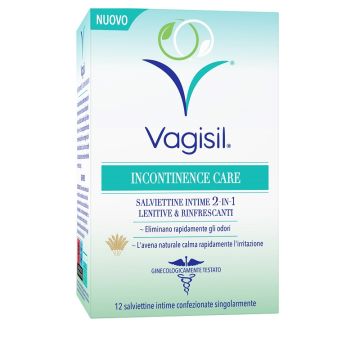 Vagisil incontinence care salviettine intime 2in1 lenitive & rinfrescanti 12 pezzi